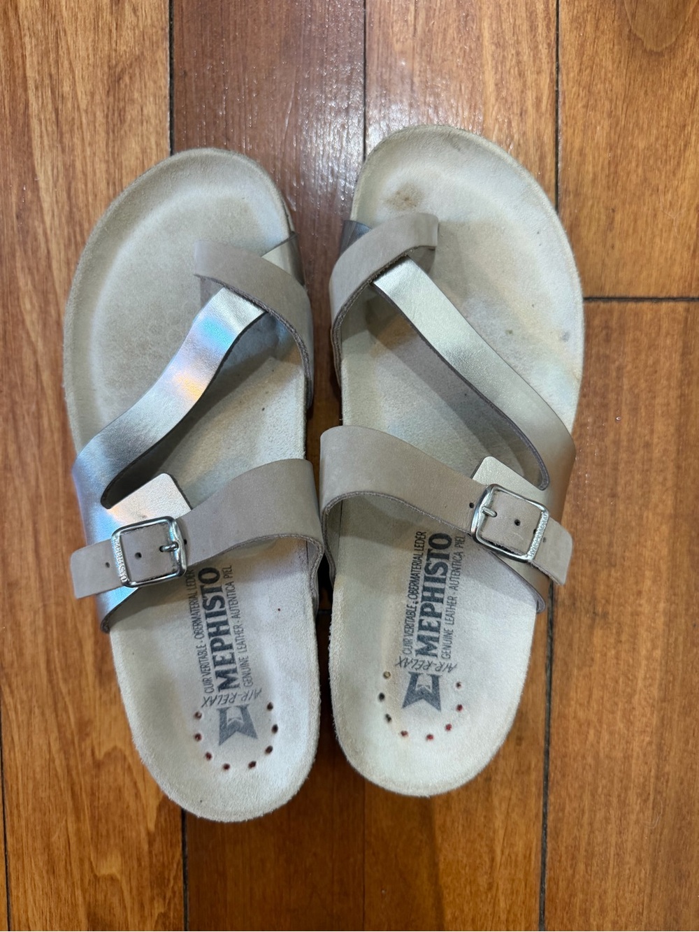 Mephisto Women’s Leather Toe Loop Comfort Sandals Adjustable Buckle EU 37/US 6.5